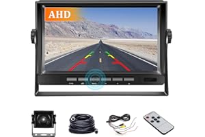 OiLiehu Kit Caméra de recul Filaire Système, Moniteur AHD 1080P de 7 Pouces pour Camera Voiture, Caméra de Vision Nocturne Étanche IP68, avec Câble d'extension de 15 Mètres Adapté Aux Camions/SUV/RV