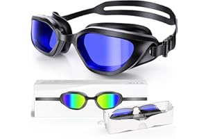 Zeligerstar Swimming Goggles, Goggles Swimming Adult with 3 Sizes Nose Bridges, Anti-Fog UV Protection No Leaking Adjustable Swim Goggles for Men Women Junior