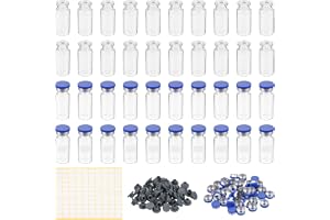 PATIKIL 10 ml provflaskor, förpackning med 100 tomma laboratorieflaskor med butylgummiproppar, flänslock och etiketter, flask