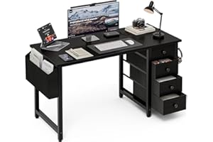 Grandder 100 cm Piccola scrivania per computer con 4 cassetti in tessuto, Scrivania reversibile per bambini, adolescenti e home office, Moderno tavolo da lavoro per camera da letto e piccoli spazi