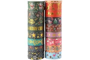 Fyfjur 17 Rotoli Washi Tape Natale, Nastro Adesivo Decorativo Autoadesiva, Colorato Decorativo per Lavoretti Natale Fai-Da-Te, Scrapbooking, Confezioni Regalo (5mm/15mm/20mm)