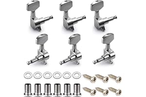 PLAPOT 6 Piezas Afinador de Guitarra, Afinador de Guitarra Acústica 3R 3L, Clavijas de Afinación de Cuerdas de Guitarra, Afinadores de Guitarra con Bloqueo para Guitarra Eléctrica, Plata