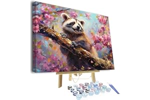 TISHIRON Flowers and Red Panda Oil Paint by Number for Adults Landscapes DIY Animal Paint by Numbers for Beginner Kids Floral Canvas for Painting Acrylic Pigment Art Crafts for Home Office 16"x20"Framed