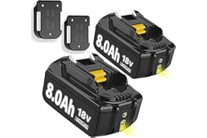 BONADGET 2X 18V 8.0Ah Batteries de Rechange pour makita BL1860B BL1850B BL1840 BL1830 BL1815 BL1835 BL1850B BL1845 BL1850 BL1860B 194205-3 LXT-400 avec Batterie LED
