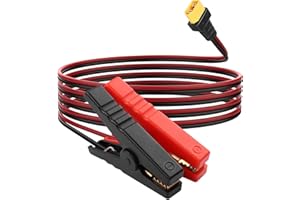 Câble d'Extension YACSEJAO XT60 à Pince Crocodile 16 AWG pour Chargeur de Voiture, 1,8 m