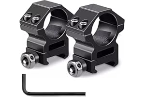 DRAXX Sports Paire de Colliers 25.4mm pour Montage Lunette de Tir - Fixation Solide - Anneaux de 25.4mm, 4 boulons,Rail Picatinny de 21mm, pour Lampes de Poche Laser Lunette Fusil Airsoft