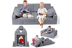 STYPLZ 14p Canapé modulable Enfant, Canapé Enfant Convertible - Transformable en lit, Fauteuil, Tissu en Flanelle Doux pour la Peau, éponge Haute densité 25D, Idéal Cadeau Enfants