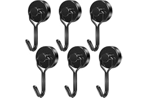 Wukong 6 sztuk silnych magnesów z haczykami, 20 mm neodymowe haczyki magnetyczne, czarne, 13 kg, małe haczyki magnetyczne, bardzo mocne, magnesy z haczykami, na kemping, do przechowywania i kuchni