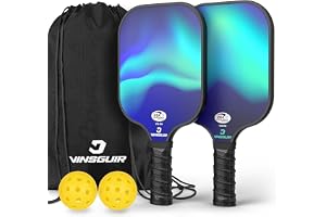 VINSGUIR Pickleball Paddle Set, USAPA Approved Fiberglass Pickleball Set of 2, 2 Paddles & 2 Pickleballs, Lightweight Carrying Bag, Pickle Ball Paddle Gifts for Beginners & Pros, Aurora Blue