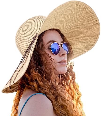 Chapeau De Soleil En Paille SIQITECH - Protection UV UPF50+ - Large Bord Pliable - Pour Plage, Voyage, Outdoor