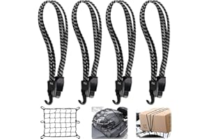 LWAIX Spanngurt Expander Fahrrad Gepäckträger Gummispanner 3in 1 Gepäckspanner mit Haken Verstellbar Elastische für Gepäckträger Fahrradgepäckträger Motorrad Gepäck(4PCS Motorrad Spanngurte+1PCS Gepäcknetz)