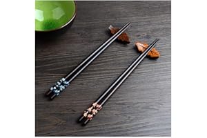 HOPEWEY Palillos, 2 par palillos de alta calidad restaurante chino japonés palillos Set de Alta Calidad, Diseño de Antideslizante (Tres puntos)
