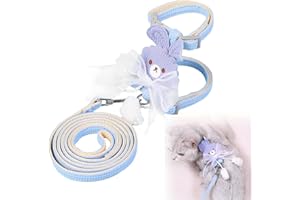 simyron Cat Harness with Lead, Escape Proof, Adjustable Cat Harness, 1.2m, Soft Cat Harness with Bow for Cats Small Dogs and Rabbits for Outdoor