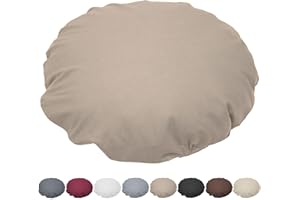 Nurtextil24 Kissen Rund 100cm Ø Durchmesser Graubraun 100% Baumwolle 1m Bodenkissen Sitzkissen mit Füllkissen Rundkissen Stuhlkissen Bettkissen Sofakissen Kopfkissen Dekokissen Rückenkissen Waschbar