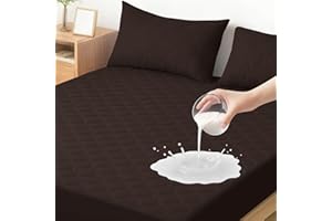 Ystyle Wodoszczelny Ochraniacz na Materac 160x200 CM, Hipoalergiczny Ochrona przed Roztoczami Można Prać Poszewka na Materac, Elastyczna Gumka na Całym Obwodzie do 30 CM, Ciemno Kawa