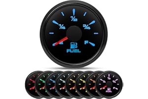 ARTILAURA 0-90 ohm Fuel Gauge 8 Color Marine Boat Fuel Level Gas Tank Meter for Universal AUTO Car Boat Truck Pickup RV