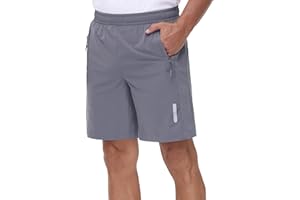 Rvinroo Sport Shorts Herren Schnelltrocknende Training Herren Gym Bodybuilding lässige Shorts Basketball Atmungsaktive Laufshorts mit Reißverschlusstasche