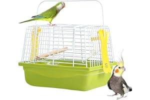 NUBAMZY Portable Bird Travel Carrier With Wooden Perch - Lightweight and Breathable Transport Cage for Parakeets, Cockatiels, Parrots