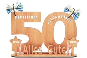 GOLDEROC-2024 Gästebuch Aus Holz – Kreatives Geschenk Zum 50. Geburtstag Für Männer Und Frauen – Individuelles Geldgeschenk – Hochzeitstag