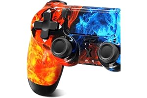 Renifan Wireless Controller for PS-4, Controller Wireless for PS-4/Pro/Slim/PC, Bluetooth Gamepad Joystick with Dual Vibration Touch Panel 3.5mm Audio Jack Six-Axis(Ice & Fire)