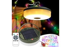 Brillistep Outdoor Solar Camping String Light 10m for Tents Waterproof IP65, Solar Lantern Lamp with 10m RGB String Light for Camping