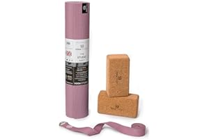 Yoga Studio Oeko-Tex Starter Cork Yoga Set, Yoga Mat, 2 x Cork Yoga Blocks and Yoga Strap for Home, Gym, Yoga Training