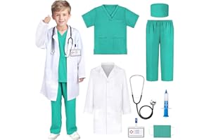 Joxessaien Arztkoffer Kinder Kostüm Arzt Kinder Cosplay, Doctor Fancy Dress Up Spielsets Rollenspiel Zubehör Fasching Halloween Geschenke für Kinder Jungen Mädchen 3 4 5 6 7 8 9 10 Jahre