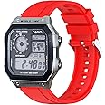 xhKJO Watchbands for Casio AE 1200 / W 218h / AE 1300 / F 91W/ W 218h / AQ S810W Strap, Silicone Watch Band Wrist Strap Bracelet Wristband for Casio W 219 / F 108WH/ AE 1000W / SGW 500H