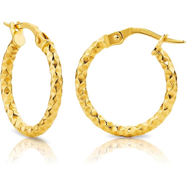 Boucles D'oreilles Créoles Or 585/1000 (14 Carats) Serties Oxydes - Occasion - Photo Illustrative