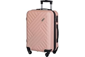 Xonic Design Boardcase Reisekoffer - Hartschalen-Koffer mit 360° Leichtlauf-Rollen - hochwertiger Kabinen-Trolley mit Zahlenschloss - Hand-Gepäck in 55x35x20cm ((Boardcase Pastell Rosa, S))