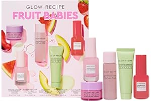 Glow Recipe - Fruit Babies Bestsellers Kit - Mini Travel Size Beauty Essentials - Avocado Foam Cleanser, Niacinamide Dew Drops Serum, Pore-Tight Toner, Salicylic Serum, Hyaluronic Acid Cream (5 Count)