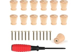 Fzyisw 12 Stück Mobelknopf Holz, Möbelknöpfe Holz mit Schrauben, Schrankknöpfe Holz Rund, Klein Knäufe Holz, Knauf für Schrank, Schubladenknöpfe für Schränke, Undkommode, Möbel, Schubladen