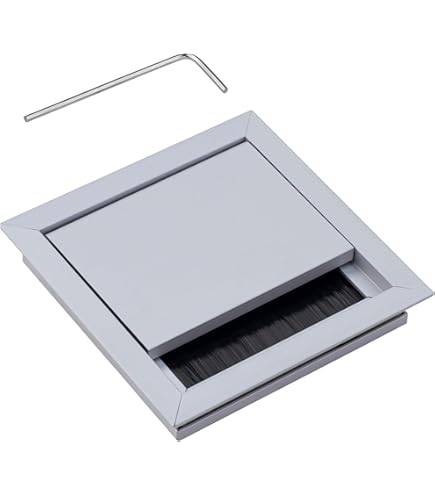 Passacavo Per Scrivania In Alluminio - Scatola Porta Cavi 280x80mm, Nero, Con Spazzola - Foto 8