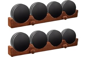 Beeveer 2 Pcs Hockey Puck Display Case Holder for 4 Pucks Wooden Wall Rack Holder with Hooks for Hockey Player Coaching Team Grandfather Wooden Gift for Father
