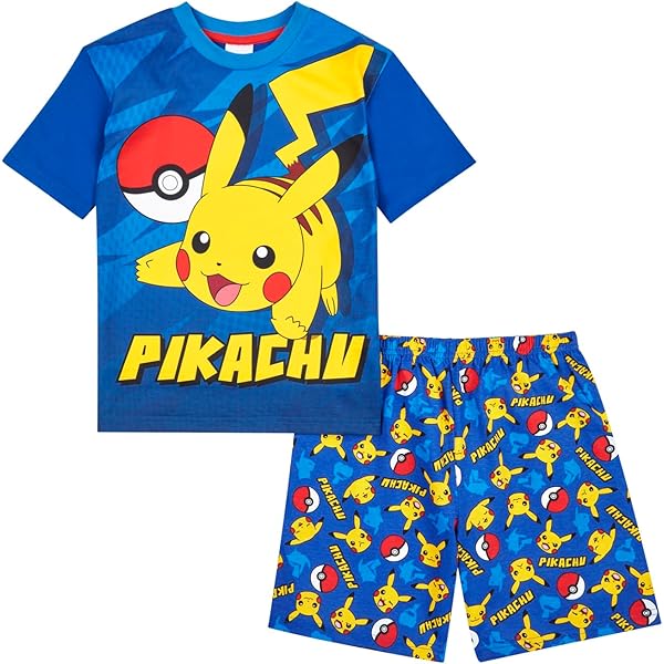 Pokemon Schlafanzug Mädchen - Pikachu Pyjama Set Mit T-Shirt & Shorts