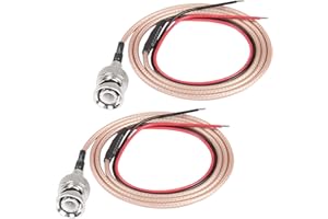 XMSJSIY Kabel światłowodowy BNC goły kabel rg316 koncentryczny koncentryczny kabel przedłużający antenę do CCTV/kamery/DVR - 0,8 m/2,6ft 2szt (BNC męski)