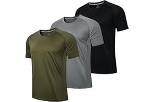 LUWELL PRO 3 Pack Mens Running T Shirts Gym Clothes ShirtsQuick Dry Moisture Wicking Athletic Shirt Breathable Cool Workout Tshirts