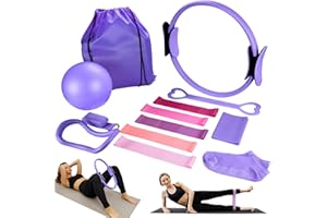 Jellybibo 13-teiliges Pilates-Ring-Set, inkl. Pilates-Ring, Yoga-Ball, Fitnessband, Spannungsring, Massagering, passend für Home-Gym-Fitnessgeräte