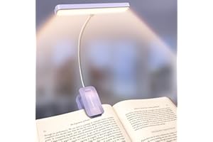 Glocusent 26 LED Luz de Lectura, Lámpara de Lectura USB-C Recargable de 360° Flexible con 5 Colores de Luz & 5 Brillos, Protección Ocular Lampara Libro con Modo Memoria para leer en la cama (Violeta)