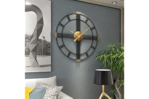 Yumyolk Reloj de Pared Grande, Relojes de Pared Grandes Salon, 60 x 60 cm, Reloj Pared Decorativo para la Cocina, el Salón, el Comedor o la Habitación, Negro