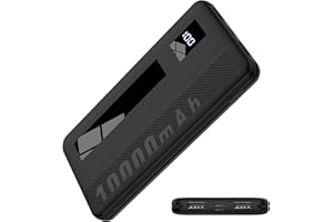 DBASNE Batterie Externe, 10000mAh Power Bank, Batterie Portable USB C Charge Rapide avec Affichage LED 4 Ports Chargeur Portable Compatible avec iPhone 16 15 14 13 12 Pro Max Plus Samsung iPad Pro etc