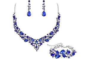 EVER FAITH Statement Halskette Ohrringe und Armband Set für Damen österreichische Kristall Tropfen Cluster Schmuckset Klar Silber-Ton