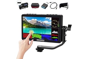 FEELWORLD F5 Pro V4 Camera Monitor + USB C Akku + Tragetasche, 6 Zoll DSLR Kamera Field Touchscreen 500nits 1080P 4K HDMI 3D LUT Externer Kit für Sony Canon Nikon