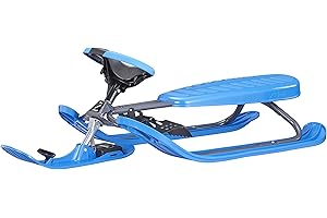 STIGA Snowracer Curve – Luge avec Volant, Frein et Ski Incurvé – pour Enfants et Adultes – Cadre en Acier Solide – Facile à Manœuvrer – Poids Max 90