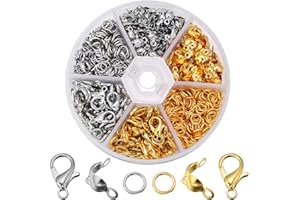 ALLWYOU 450pcs Lobster Clasps for Jewelry Making,Jewelry Making Accessories with Plastic Case Closures Clasps Jump Rings Connectors Jewelry Making Tools for Necklace Earring Pendant Bracelet DIY Craft