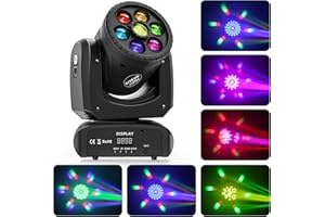DELIBANG 120W LED Moving Heads Disco Light DMX RGBW 12 Color+ 8 Patterns DJ Stage Lighting via Aotu/Sound-Activated/Master-Slave Party Light for KTV Bar Club Band Shows Birthday Wedding