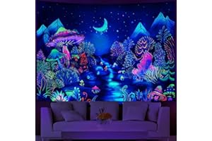 G-LIKE UV Reactive Trippy Neon Tapestries Glow Under UV Light Trippy Wall Haning Tapestry for Bedroom Party Beach Living Room