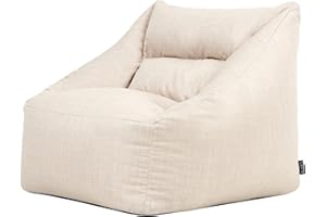 ‎ICON Icon Natalia Sitzsack Sessel für Erwachsene, Beige, Stoff für Drinnen und Draußen, Riesen Sitzsack mit Füllung, Bequemer Sessel, Garten, Terrasse, Lounge, Wohnzimmer Möbel