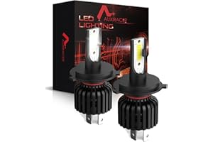 AUXIRACER Bombillas H4/9003/HB2 LED, 12000LM 6500K Blanco frío 300% Brillo Superbrillante Ángulo de Haz Ajustable Bombilla LED HB3 Canbus,Kit de Reemplazo Halógena o Xenón, 2 Piezas