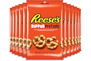 REESE'S Milk Chocolate Flavour & Peanut Butter Dipped Pretzels, Snack, Pack of 12 x 120g Bags
